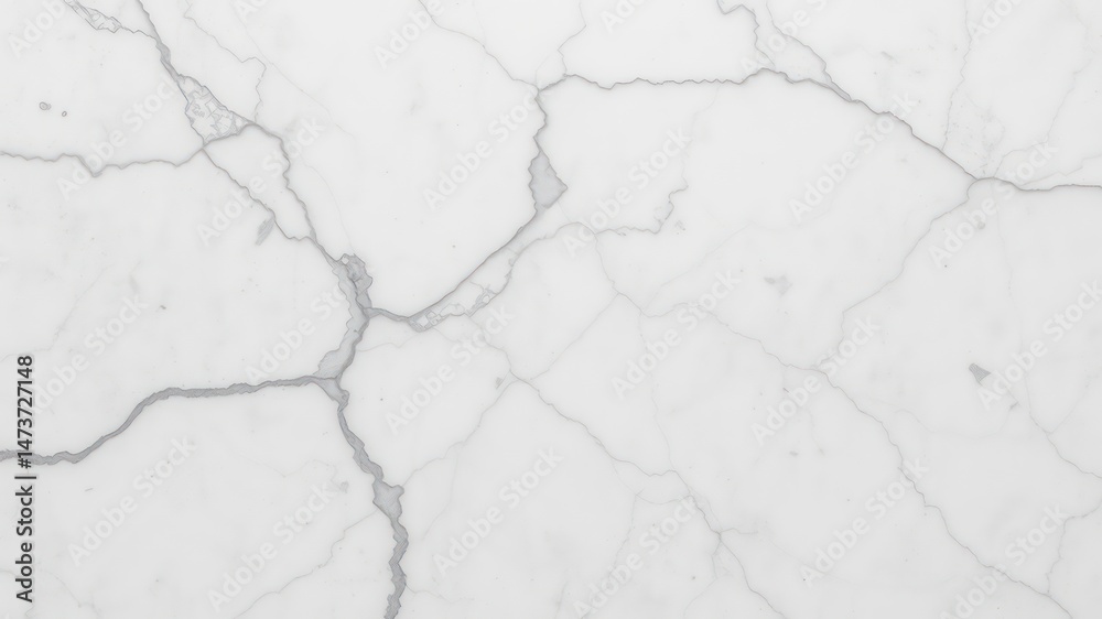 Fototapeta premium High-resolution image of a pristine white marble surface with delicate, naturally occurring veining and subtle cracks.