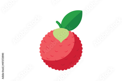 Fresh Lychee with Leaf Isolated