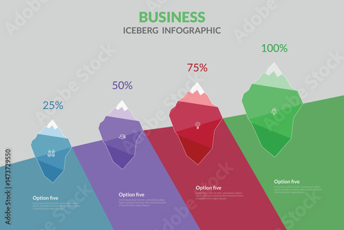 Iceberg infographic template for business. Modern 4 steps to success. Presentation slide template, presentation vector infographics.