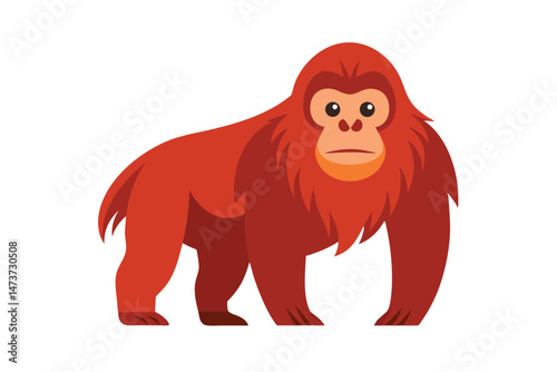 Orangutan Animal Isolated Flat Illustration Design