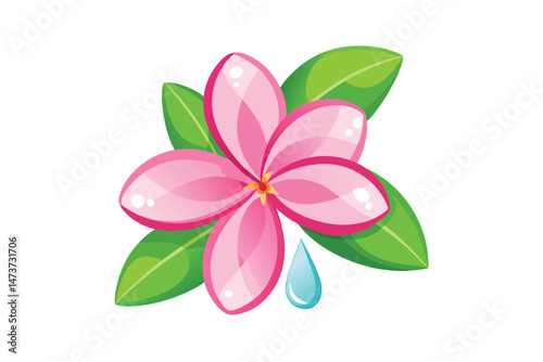 Pink Frangipani or Plumeria Tropical Flowers for Printable Graphic Design