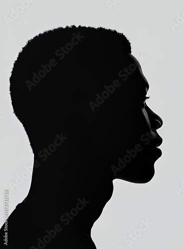 Profile silhouette of a young Black male exuding confidence and strength.