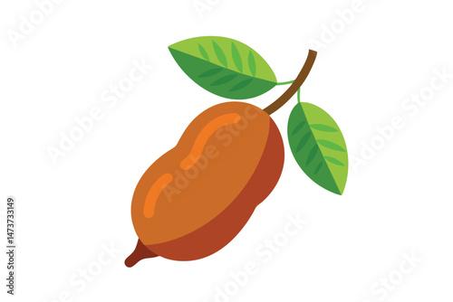 Ripe Tamarind with Leaf Isolated