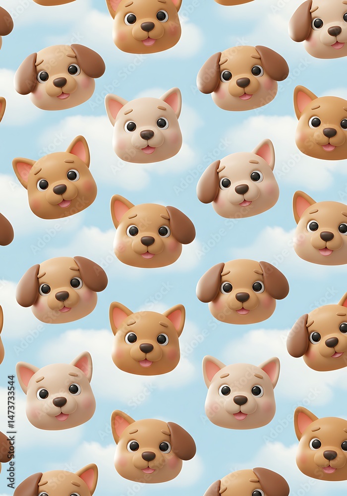 Obraz premium Adorable Puppy Clouds: 3D Rendered Textures
