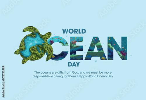  save our oceans. World oceans day design with letter. abstract vector illustration design