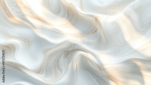Abstract white and gold fluid background with soft light shadow