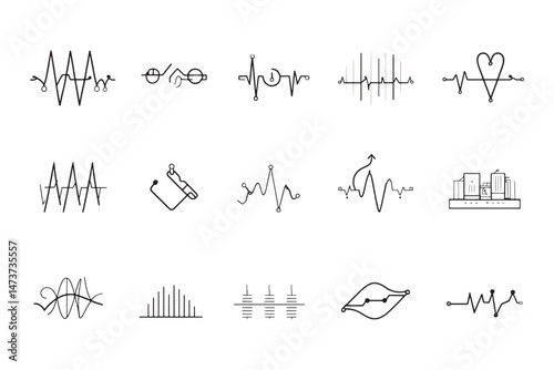 Pulse Plethysmograph Vector Line Design