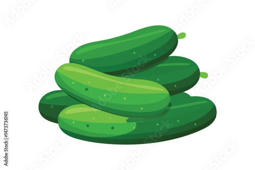 Stack of Fresh Cucumbers Isolated