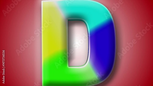 Bold and bright 3D letter 'D' animation, highlighted by dynamic camera angles and a warm red gradient, perfect for modern design work.