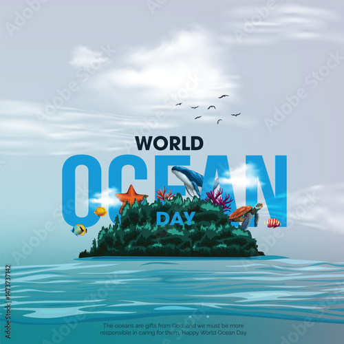  save our oceans. World oceans day design with letter. abstract vector illustration design