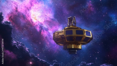 Futuristic Sci-Fi Research Station Orbiting a Distant Planet - Exploration, Technology, and Scientific Discovery in Space.
