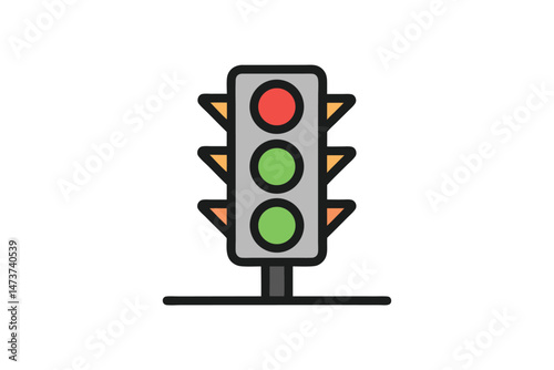 Traffic Light Vector Icon Design Illustration for Print