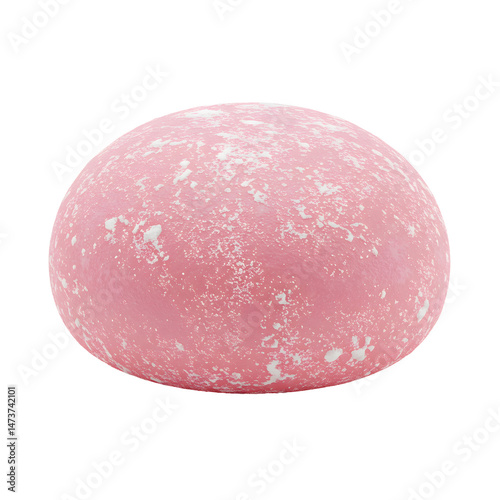 Single pink mochi dessert isolated against transparent background