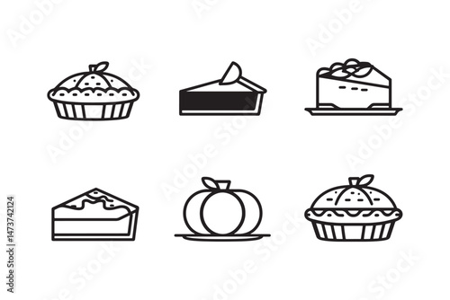Elegant Line Icon Pumpkin Pie Design
