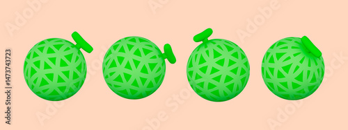 melon, fruits, food, 3d, object