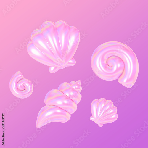 ocean, shell, shellfish, 3d, object
