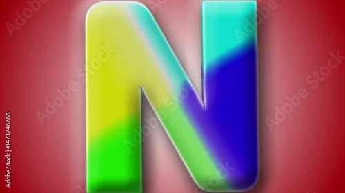 Striking 3D animation of the letter 'N' with rich colors and red lighting effects, created for digital and motion projects.