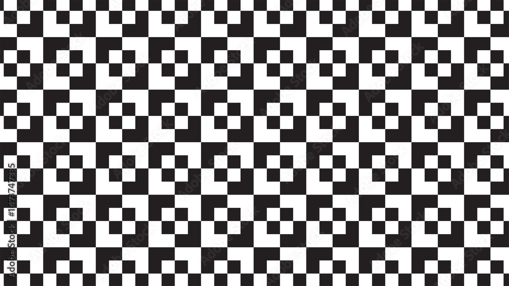 Bold black and white geometric pattern featuring pixel-inspired symmetry and minimalism. Perfect for digital backgrounds, modern textiles and abstract art projects. Bold black and white geometric pattern featuring pixel-inspired symmetry and minimalism. Perfect for digital backgrounds, modern textiles and abstract art projects.