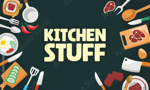  cartoon flat background with utensil theme