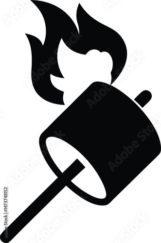 Camp fire vector. Bonfire illustration. Burning fire wood, marshmallow vector stock illustration. Let's get toasted 