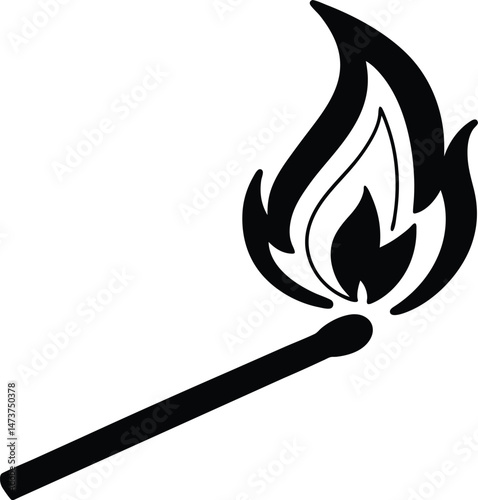 burning match vector icon