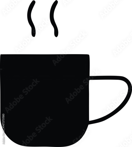 hot tea or coffee cup  line art vector illustration on white background