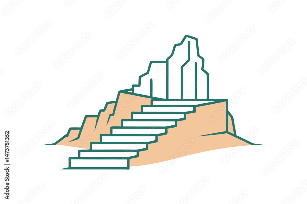 Fototapeta premium Stairs Rise to a Narrow Trail