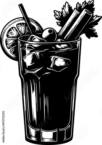 Cocktail Silhouette Illustration Mulled Wine