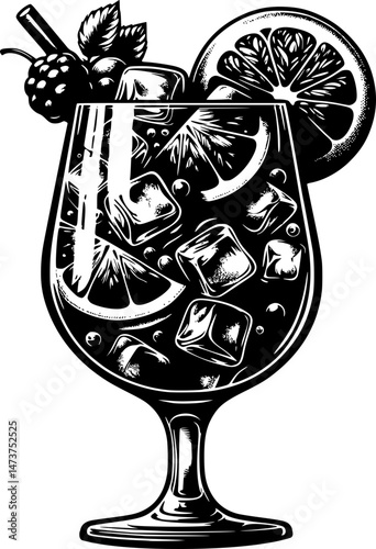 Cocktail Silhouette Illustration Sangria