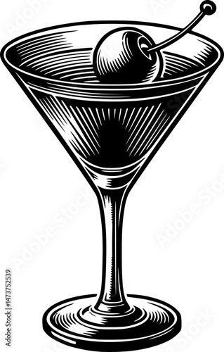 Cocktail Silhouette Illustration Manhattan