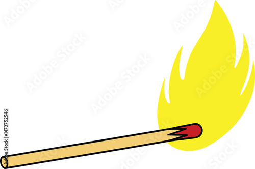 burning match vector illustration. Matchstick fire icon line vector illustration. match with fire icon