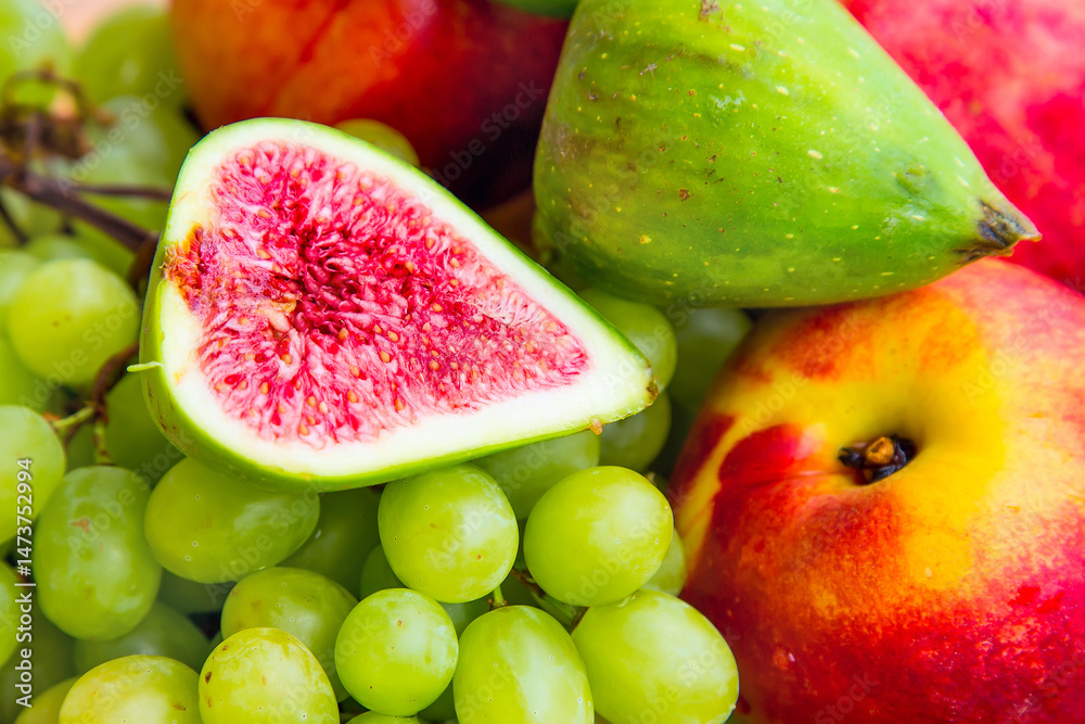 Close-up different fresh fruits