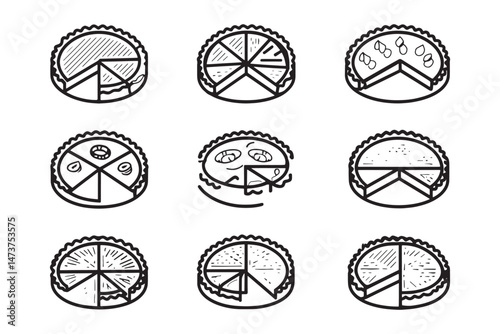 Modern Food Icon Quiche Line Drawing