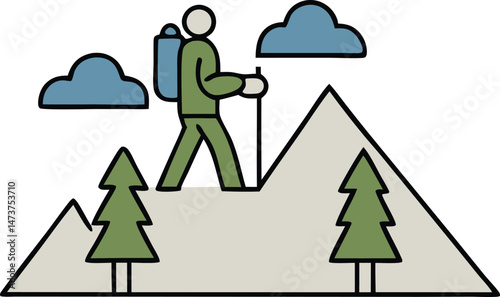 hiking line icon
