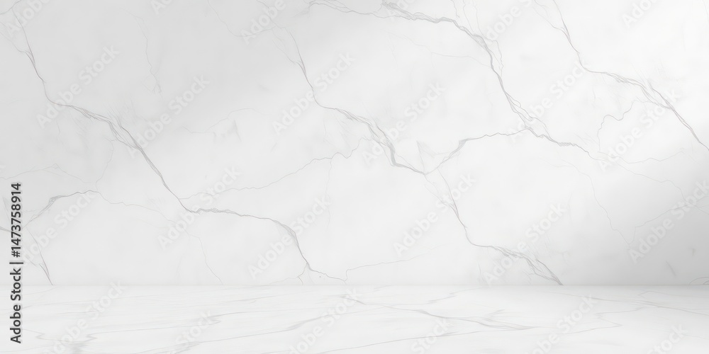 Naklejka premium Elegant White Marble Room Studio Background with Floor