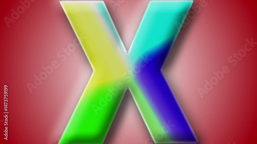 Energetic 3D rendering of letter 'X' with glossy surfaces and a vivid red gradient background, perfect for title animations.