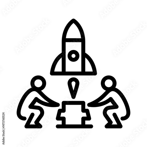 figure launch startup outline icon. figure starting business line art illustration.