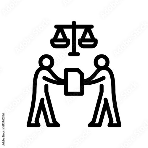 legal outline icon. figure receive legal document line art illustration.