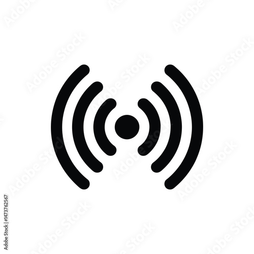 Black Wireless Waves Signal Strength Icon On Transparent Background