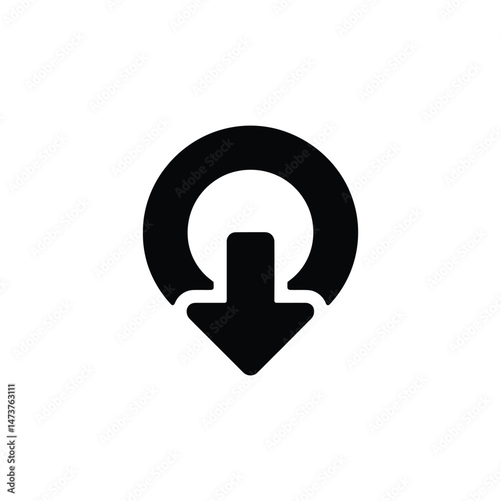 Circle Arrow Down Icon, Flat Style Shape on Transparent Background Design Circle Arrow Down Icon, Flat Style Shape on Transparent Background Design