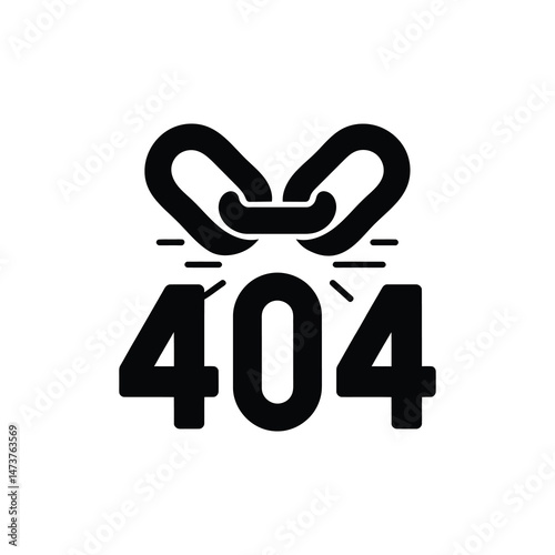 Disconnected Chain Above 404 Number Isolated on Transparent Background