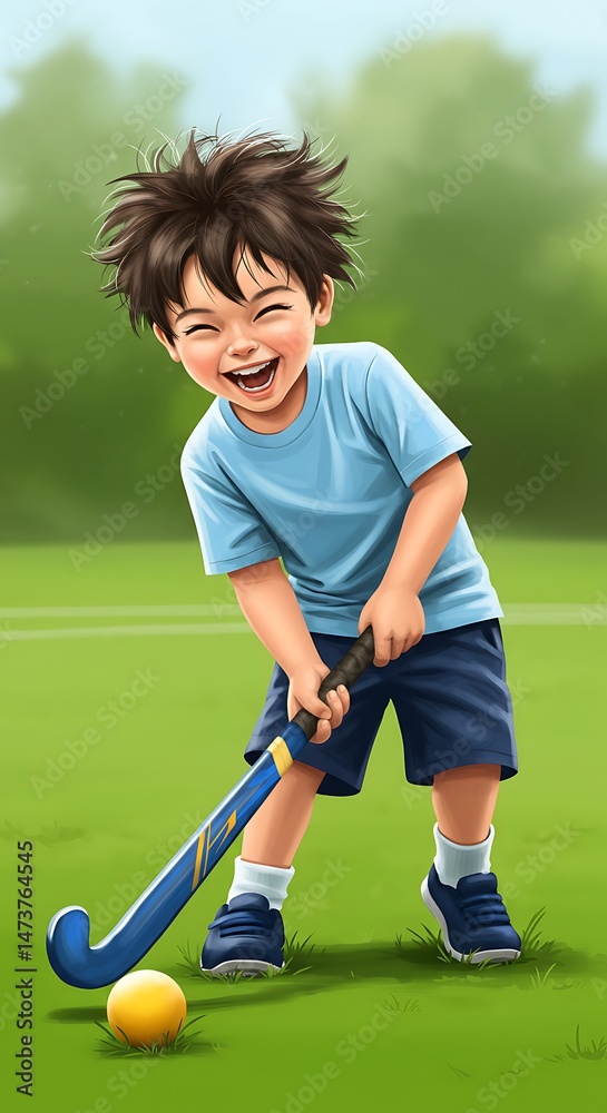 Obraz premium Joyful Field Hockey AI Generated