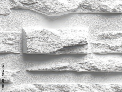 Textured White Stone Brick Wall Seamless Elegant Design Background Pattern.