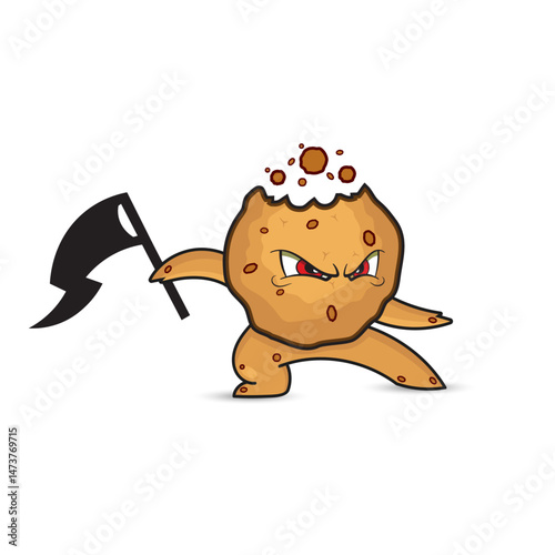 Cartoon cookie character fighter vector template