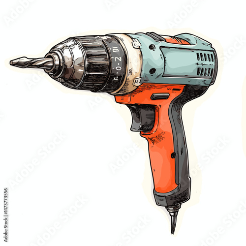 vector drawing of a screwdriver on a white background .Generative AI
