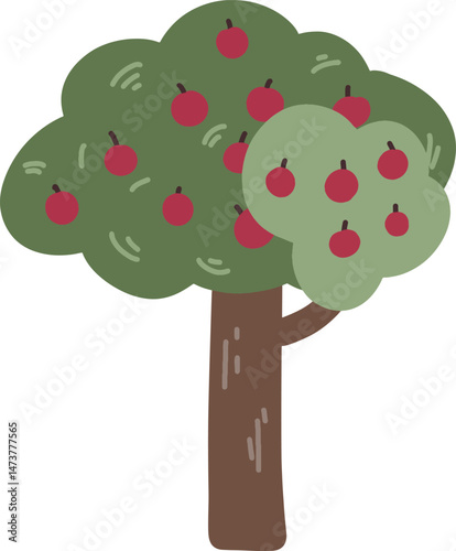 vector illustration of an apple tree