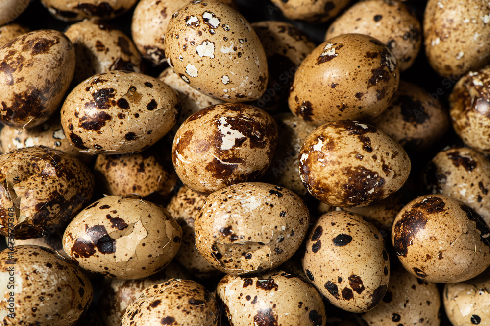 colseup of cooked quail eggs background.