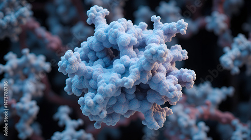 Isosorbide dinitrate, ISDN molecule. It is vasodilator used to treat angina in coronary artery disease. Molecular model. 3D rendering. photo