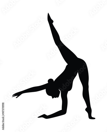 silhouette of a woman doing yoga of vector  exercises. Icons of a flexible girl stretching her body vector illustration