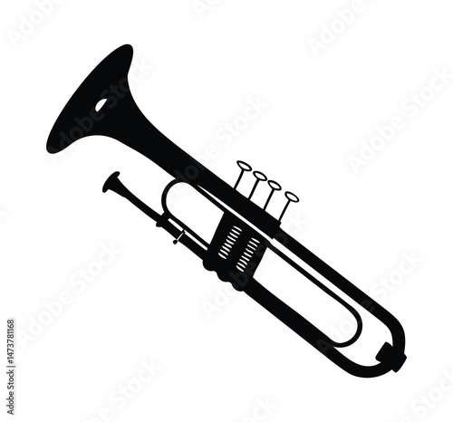 Brass trumpet icon in simple style on a white background vector illustration